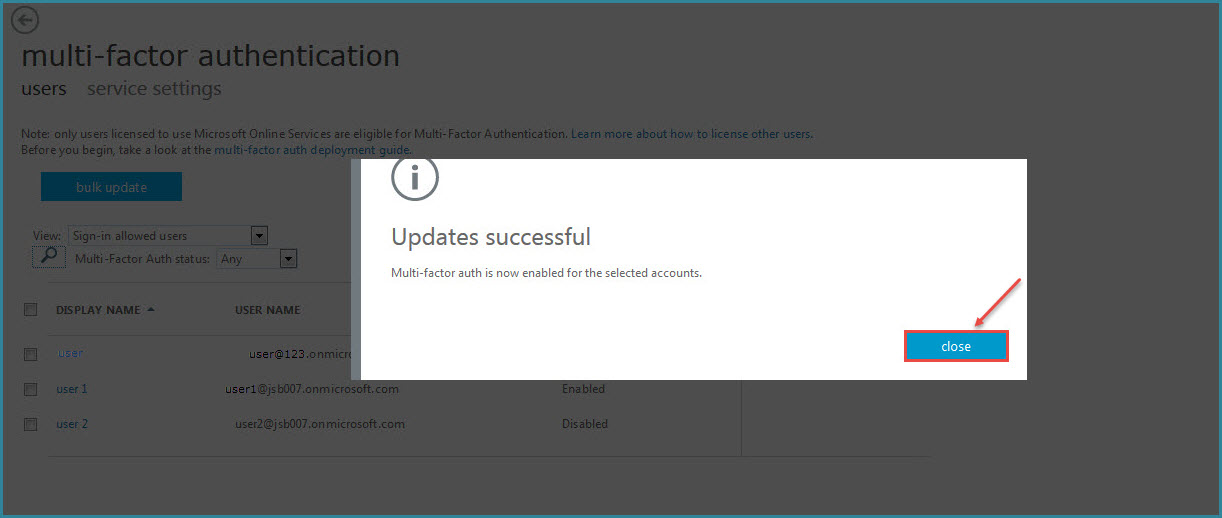 enabling multi factor authentication office 365