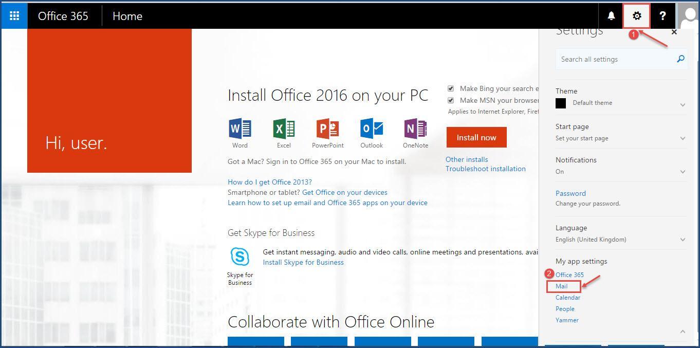microsoft office 365 email settings pop3
