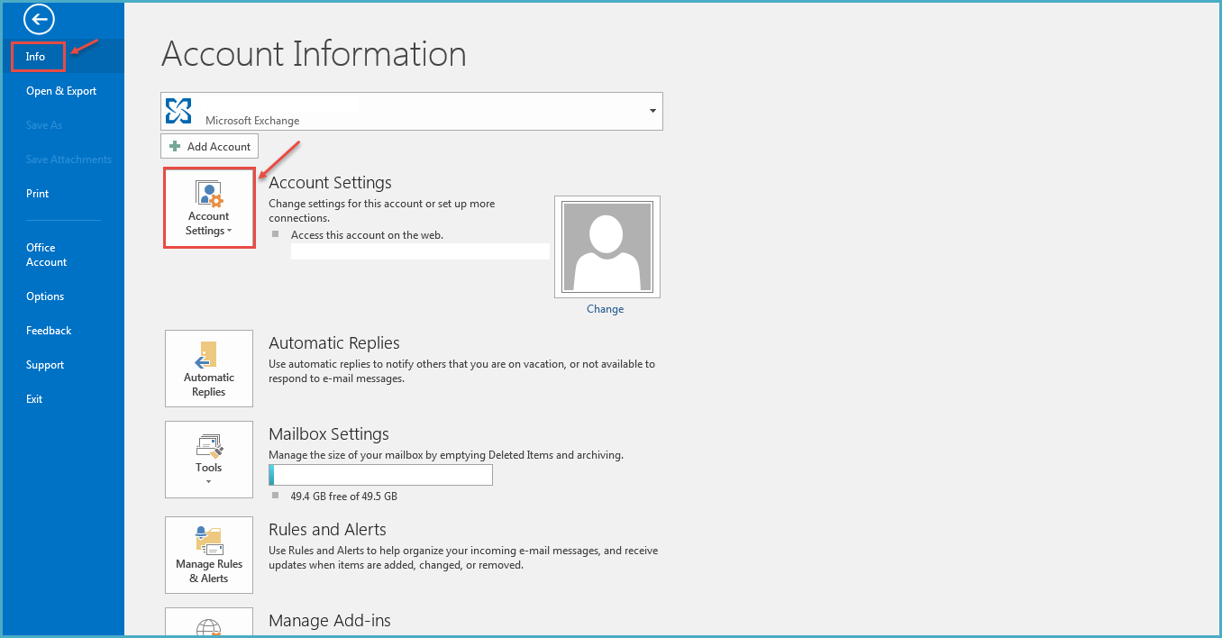 outlook 2013 2 account settings