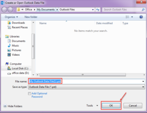 outlook 2013 6 save pst file