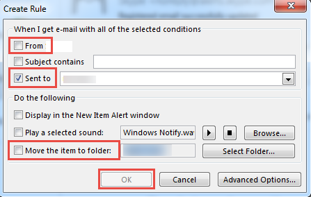 outlook 2016 9 create rule for received mail