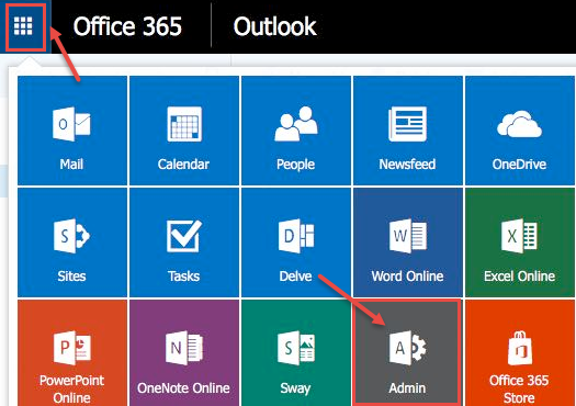 office 365 2 admin select