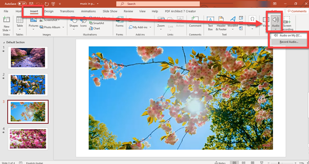 Adding Audio in Microsoft Office 365 PowerPoint Presentation - DP Tech ...