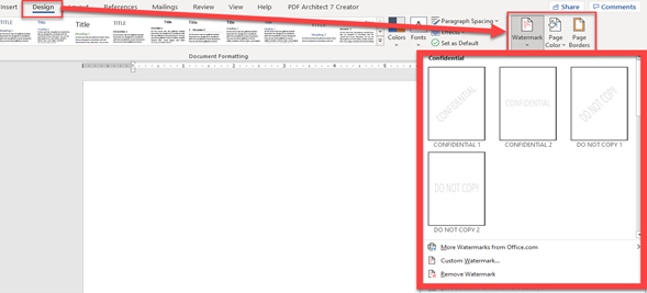 Embedding Watermark Office 365 Word 3 DP Tech Group