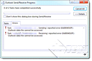 Outlook 2019 - Data File Cannot Be Accessed - Error