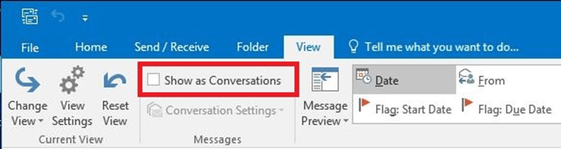 Manage Conversation View - Microsoft Outlook 2019