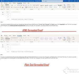 Format a message in Microsoft Outlook 2019