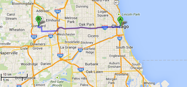 map of drive from chicago to lombard illinois SEO Consulting