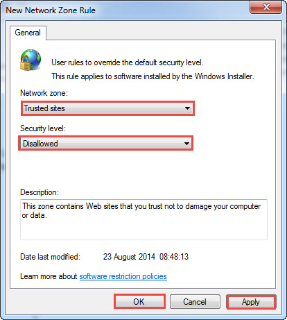 it support software restriction policies 13