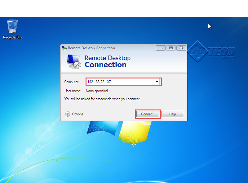 remote desktop connection windows 7 to windows 10