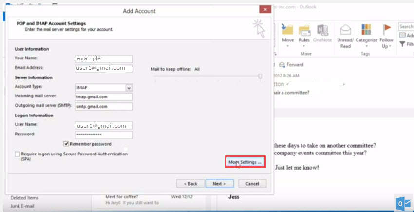 Outlook 2013 add account pop3 imap 5