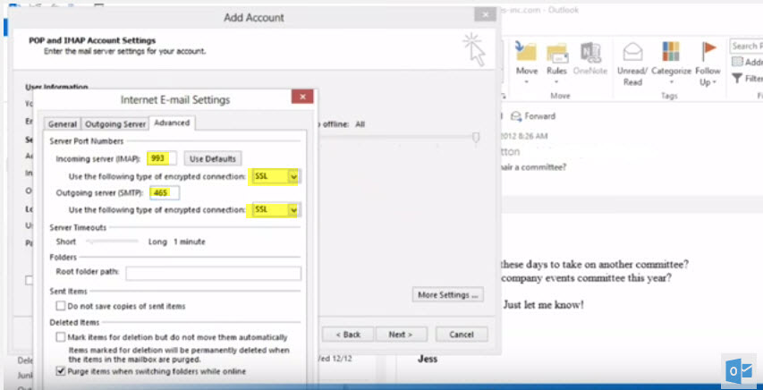 Outlook 2013 add account pop3 imap 8