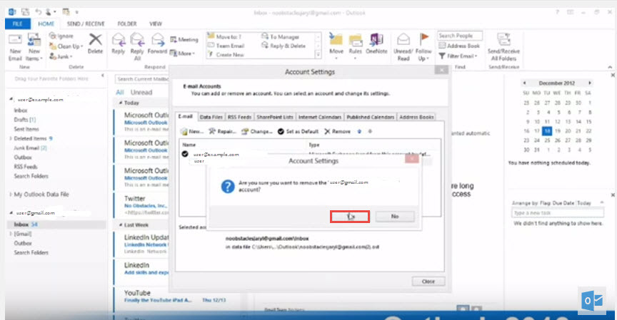 Outlook 2013 remove account 5