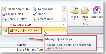 outlook 2010 1 manage quick steps