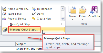 add columns to outlook quick steps