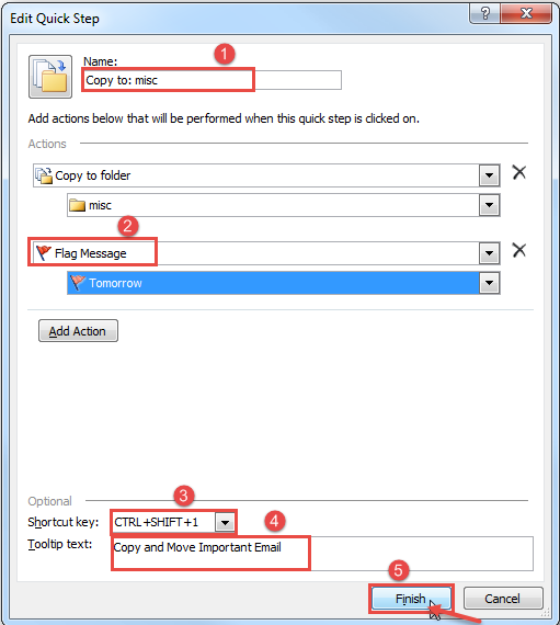 where do i find outlook quick steps