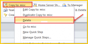 outlook 2010 12 delete quick step