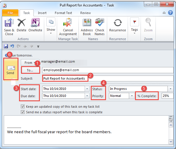 tracking tasks in outlook