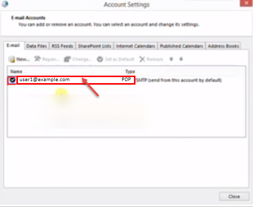 outlook 2010 3 select account