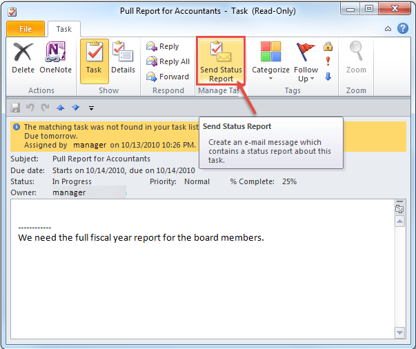 outlook 2010 4 update list of assigned task