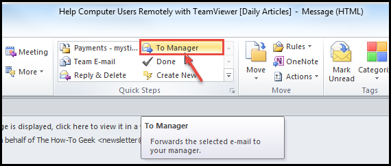 outlook 2010 5 email to manager