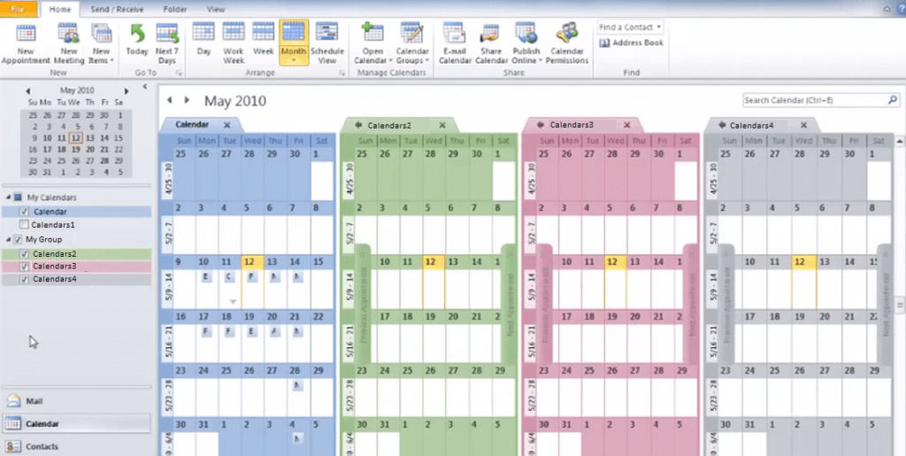 Working With Multiple Calendars In Microsoft Outlook 2010 Outlook Help