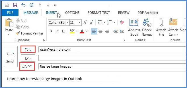outlook 2013 1 create email