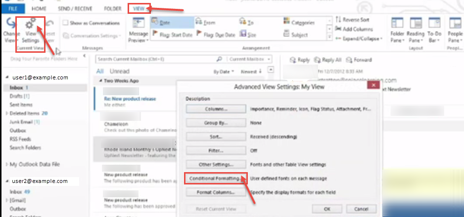 outlook 2013 1 view settings