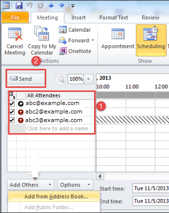 outlook 2013 10 attendees