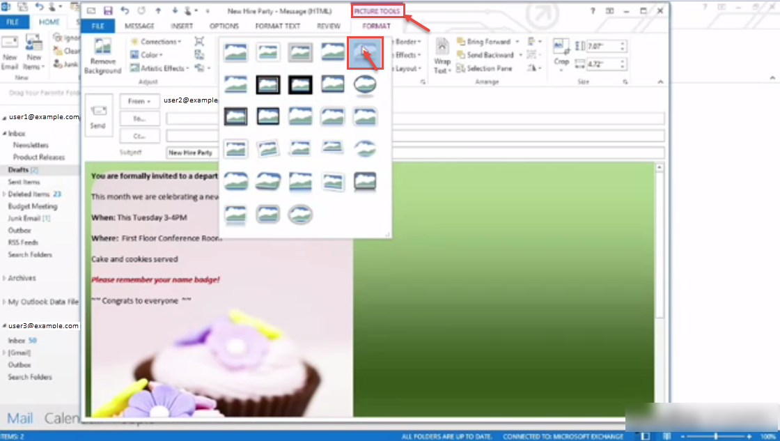 outlook 2013 10 picture tool