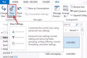 outlook 2013 2 view settings