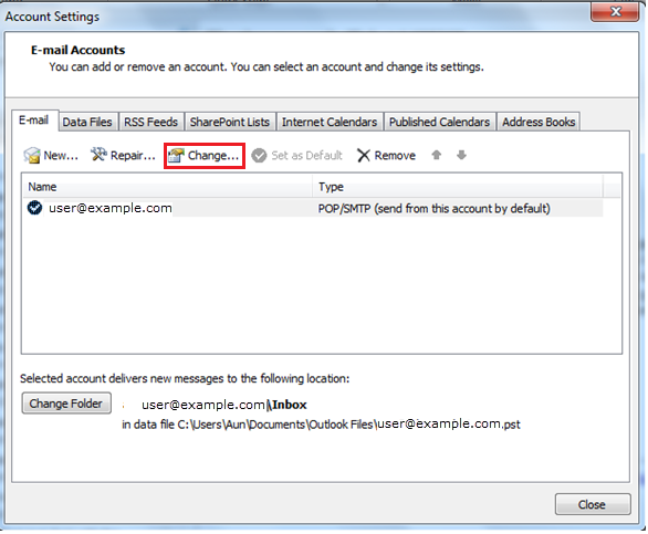 outlook 2013 3 account settings