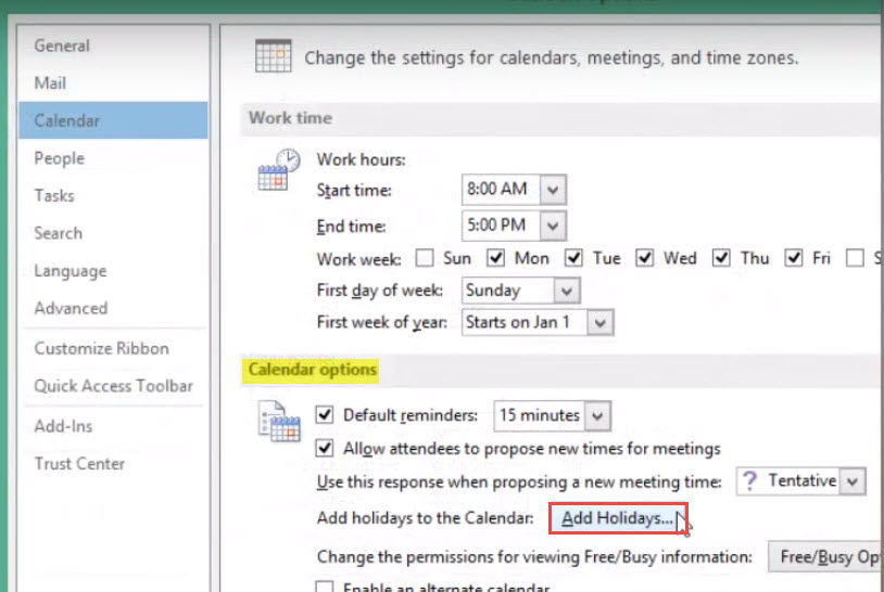 outlook 2013 4 add holiday