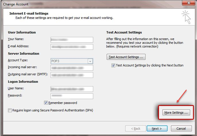 outlook 2013 4 change account