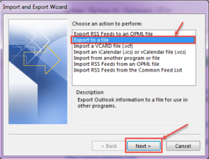 outlook 2013 5 export to a file