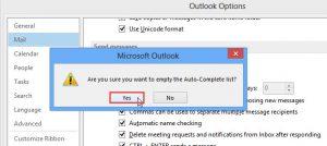 outlook 2013 6 disable auto complete yes