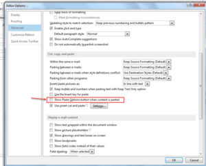 outlook 2013 6 paste option