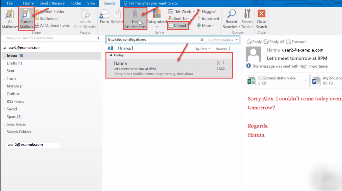 outlook 2016 1 has attachment