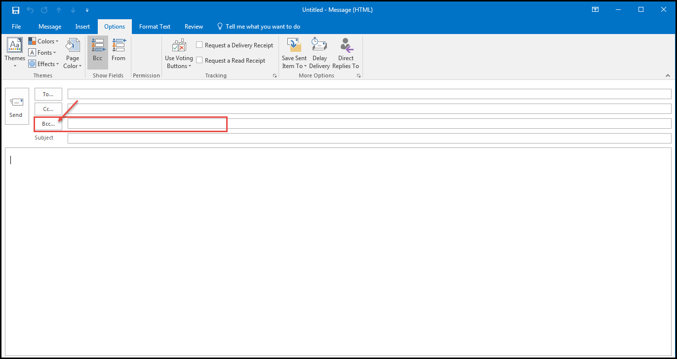 outlook 2016 11 bcc option