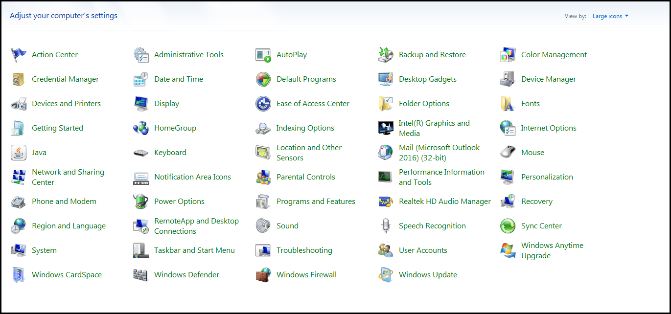 outlook 2016 2 control panel outlook safe mode