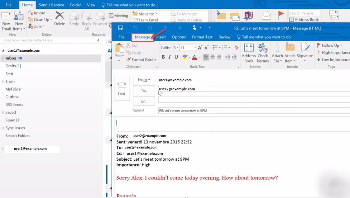 outlook 2016 2 reply to sender