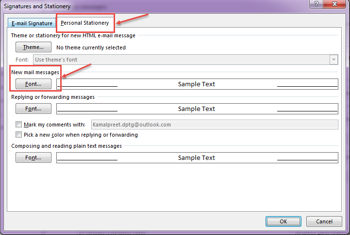 outlook 2016 4 stationery and fonts