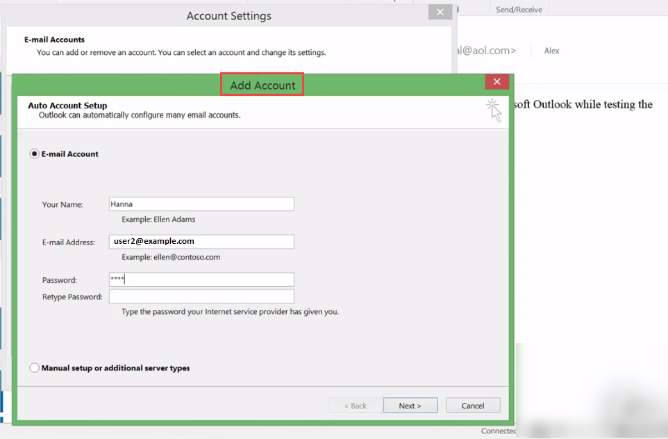 outlook 2016 5 add new account