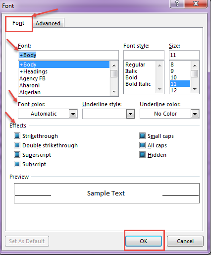 how do i increase font size in outlook 2016