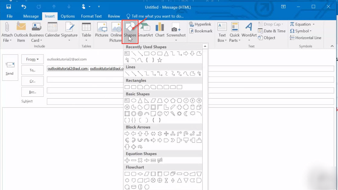 How To Use Insert Feature While Composing Email In Outlook Outlook 