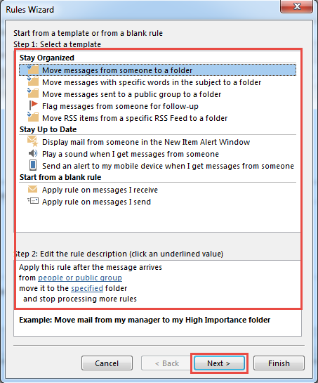 outlook 2016 7 rules wizard