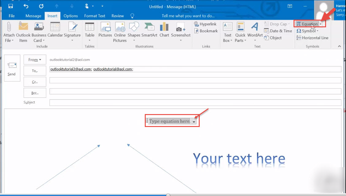 How to use insert feature while composing email in Outlook - Outlook ...