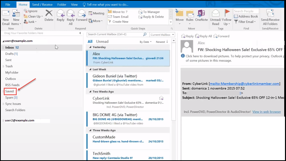 view outbox in outlook