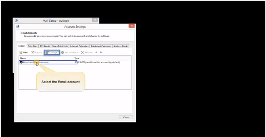 outlook 2010 3 Account setting
