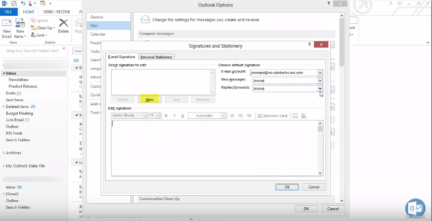 how can i change or add to signature on email outlook